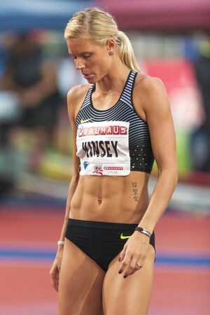 STOCKHOLM, SWEDEN - JUNE 16, 2016: Erika Kinsey in women high jump at the IAAF Diamond League in Stockholm.のeditorial素材