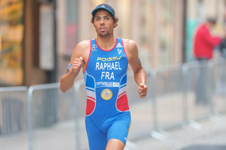 STOCKHOLM, SWEDEN - JULY 02, 2016: Aurelien Raphael (FRA) running at the cobblestones in the Mens...