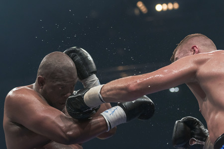 STOCKHOLM, SWEDEN - SEPT 10, 2016: The winner takes it all event in boxing.のeditorial素材