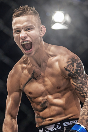 STOCKHOLM - OCT 8, 2016: Before the fight between Edris Rafigh vs Viktor Gustavsson at Superior Challenge 14 at Eriksdalshallen in Stockholm.のeditorial素材