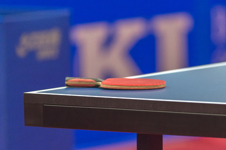STOCKHOLM, SWEDEN - NOV 16, 2016: Players at the table tennis tournament SOC at the arena Eriksdalshallen in Stockholm.のeditorial素材