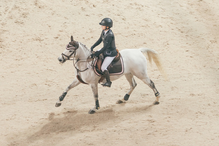 SOLNA, SWEDEN - NOV 26, 2016: Saga Passmark at the Prince Carl Philip prize event in ponny jumping at the Sweden International Horse Show in Friends arena.のeditorial素材