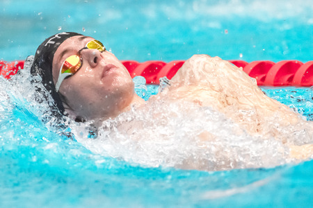 STOCKHOLM, SWEDEN - NOV 6, 2016: Swimmers at the National Swedish swim competition at Eriksdalsbadet.のeditorial素材