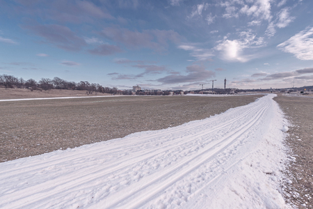 STOCKHOLM, SWEDEN, FEB 10, 2017: Nordic skiing tracks at Gardet during a cold winter day, Stockholmのeditorial素材