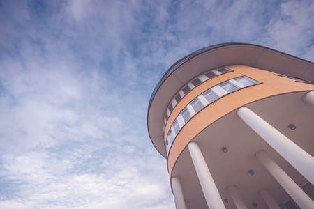 STOCKHOLM, SWEDEN, FEB 10, 2017: Art deco exterior facade of newly built residentential area in Ostermalm with blue sky, Stockholmのeditorial素材