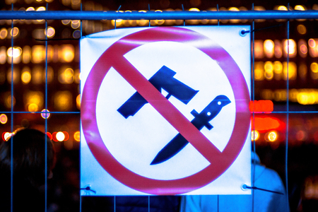 STOCKHOLM, SWEDEN - MARS 14, 2017: Sign at the celebrations of Chaharshanbeh Soori or a Fire festival to celebrate the spring and the new year at Kungstradgarden in Stockholm. No weaponsのeditorial素材