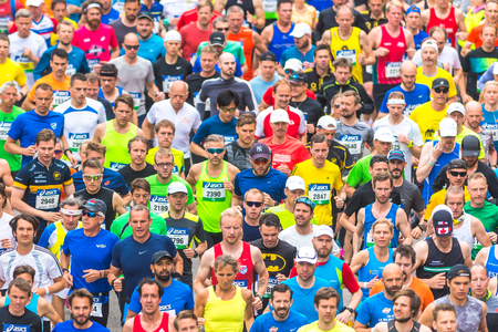 STOCKHOLM, SWEDEN - JUNE 3, 2017:  Colorful start of the Stockholm Marathon with happy people. About +13k started.のeditorial素材