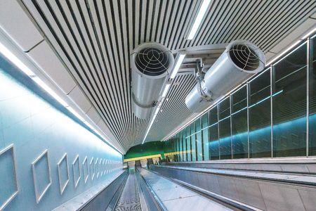 STOCKHOLM, SWEDEN - JULY 11, 2017: Details from the new trainstation at Odenplan. Open for the...