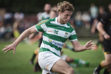 STOCKHOLM, SWEDEN - AUG 19, 2017: Rugby game between Hammarby IF and Stockholm Exiles at...