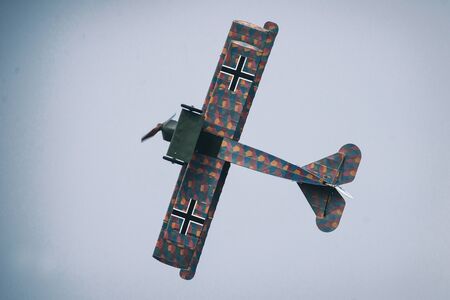 OREBRO, SWEDEN - SEP 2, 2017: Vintage Fokker in the airshow at Orebro airport. Historic airoplanesのeditorial素材
