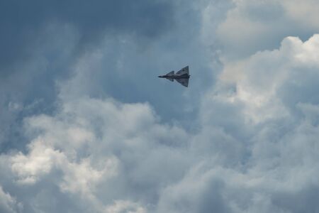 OREBRO, SWEDEN - SEP 2, 2017: AJS 37 Viggen in the airshow at Orebro airport. Historic airoplanesのeditorial素材