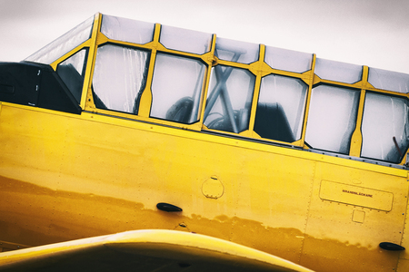 OREBRO, SWEDEN - SEP 2, 2017: Yellow SK 16 aeroplane at the airshow at Orebro airport. Historic airoplanesのeditorial素材