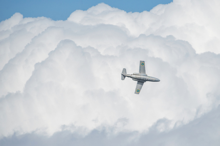 OREBRO, SWEDEN - SEP 2, 2017: SK 60E SAAB 105 in the airshow at Orebro airport. Historic airoplanesのeditorial素材