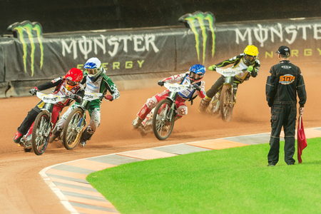 SOLNA, SWEDEN - SEPT 23, 2017: Stockholm FIM Speedway Grand Prix at Friends Arena in Stockholm.のeditorial素材