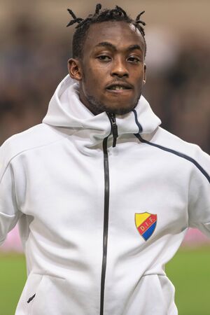 STOCKHOLM, SWEDEN, MARCH, 12, 2018: Tinotenda Kadewere at the Swedish cup quarterfinals between Djurgarden and Hacken. Winner DIF with 1-0のeditorial素材