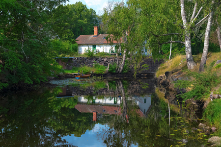 SKEBOBRUK, SWEDEN, AUGUST 2, 2018: Skebobruk is the oldest iron works in Uppland with beautiful surroundings.のeditorial素材