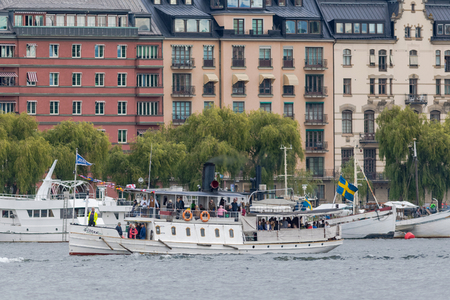STOCKHOLM, SWEDEN, 26 AUG, 2018: Celebrations of 200 years of steamboats in Sweden. Many of the steamships gathered at Riddarholmen for a journey to Mariefred.のeditorial素材