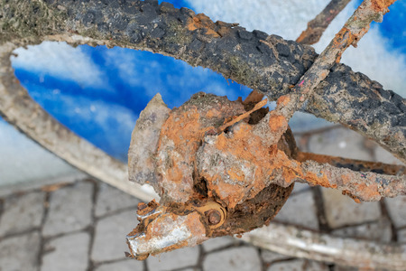 Rusty bikes salvaged from the water. Swedenの写真素材