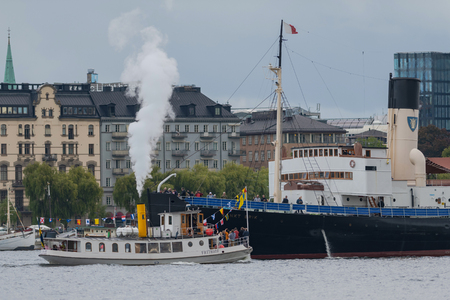 STOCKHOLM, SWEDEN, 26 AUG, 2018: The icebreaker Sankt Erik during the celebrations of 200 years of steamboats in Sweden. Many of the steamships gathered at Riddarholmen for a journey to Mariefred.のeditorial素材