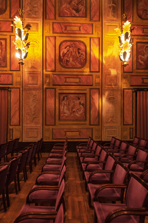 STOCKHOLM, SWEDEN, OCT 6TH, 2018: Guided tour at Konserthuset and the GrÃ¼newaldsalen the smallest of the two but highly decorated and great accoustics.のeditorial素材