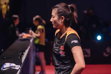 STOCKHOLM, SWEDEN - NOV 3,, 2018: Kasumi Ischikawa (JPN) vs Ning Ding (CHI) at the table tennis tournament SOC at the arena Eriksdalshallen in Stockholm.のeditorial素材