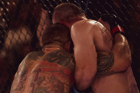 ALVSJO, SWEDEN - DEC 1, 2018: Title bout between David Bielkheden (SWE) vs Marcin Bandel (POL) at the Superior Challenge 18. Bielkeden won18. Bielkeden wonのeditorial素材