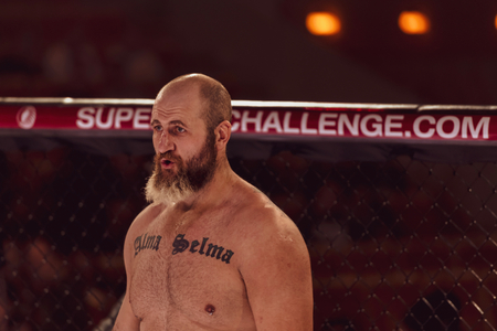 ALVSJO, SWEDEN - DEC 1, 2018: Fight between Irman Smajic (SWE) vs Malik Jahmaze (SWE) at the Superior Challenge 18. Smajic wonのeditorial素材