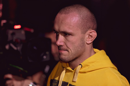 ALVSJO, SWEDEN - DEC 1, 2018: Title bout between David Bielkheden (SWE) vs Marcin Bandel (POL) at the Superior Challenge 18. Bielkeden won18. Bielkeden wonのeditorial素材