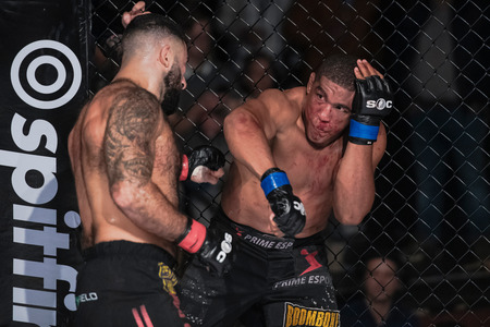 STOCKHOLM, SWEDEN, MAY 11, 2019: Superior challenge 19 between Rostem Akman (SWE) and Mauricio Reis (BRA). Akman won by TKO.のeditorial素材