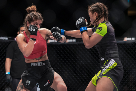STOCKHOLM, SWEDEN, MAY 11, 2019: Superior challenge 19 between Pannie Kianzad (SWE) and Inoy Razafiarison (FRA). Kianzad won by Decision.のeditorial素材