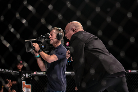 STOCKHOLM, SWEDEN, MAY 11, 2019: Announcer Janne Westerlund at the Superior challenge 19.