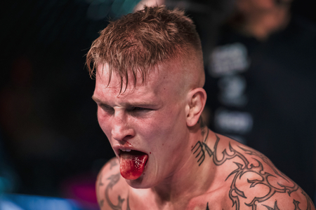 STOCKHOLM, SWEDEN, DEC 7, 2019: Superior challenge 20 between Adam Westlund and Robin Roos. Westlund won.のeditorial素材