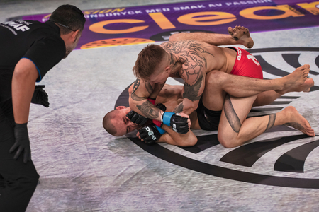 STOCKHOLM, SWEDEN, DEC 7, 2019: Superior challenge 20 between Adam Westlund and Robin Roos. Westlund won.のeditorial素材