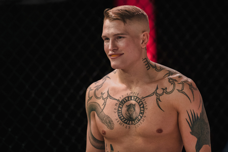 STOCKHOLM, SWEDEN, DEC 7, 2019: Superior challenge 20 between Adam Westlund and Robin Roos. Westlund won.のeditorial素材