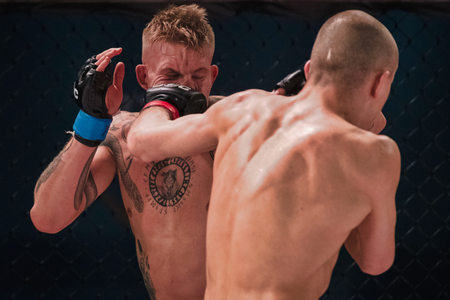 STOCKHOLM, SWEDEN, DEC 7, 2019: Superior challenge 20 between Adam Westlund and Robin Roos. Westlund won.のeditorial素材