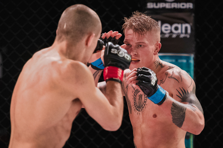 STOCKHOLM, SWEDEN, DEC 7, 2019: Superior challenge 20 between Adam Westlund and Robin Roos. Westlund won.のeditorial素材