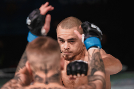 STOCKHOLM, SWEDEN, DEC 7, 2019: Superior challenge 20 between Adam Westlund and Robin Roos. Westlund won.のeditorial素材