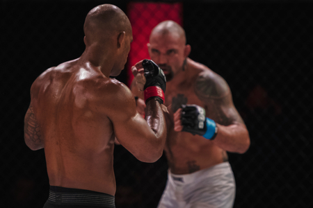 STOCKHOLM, SWEDEN, DEC 7, 2019: Superior challenge 20 between Nico Musoke (SWE) and Marcelo Alfaya (BRA). Musoke won.のeditorial素材
