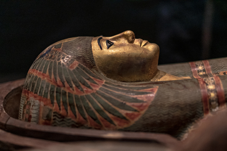 ABU DHABI, UAE - JAN 22, 2019: Ancient Egyptian sculptures at Louvre, Abu Dhabi.のeditorial素材