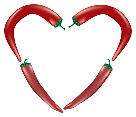 Vector of chilli peppers forming a heart shapeのイラスト素材