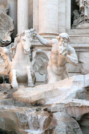 Detail of Trevi fountain (Fontana di Trevi) in Romeの写真素材