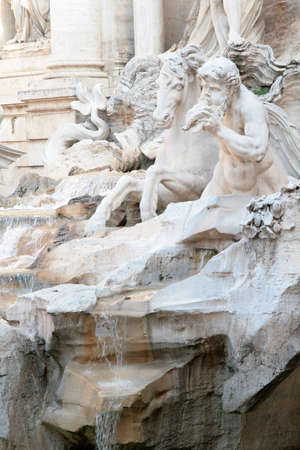 Detail of Trevi fountain (Fontana di Trevi) in Romeの写真素材
