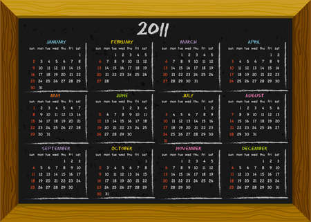 2011 calendar with English months/days (weeks start on Sundays)のイラスト素材