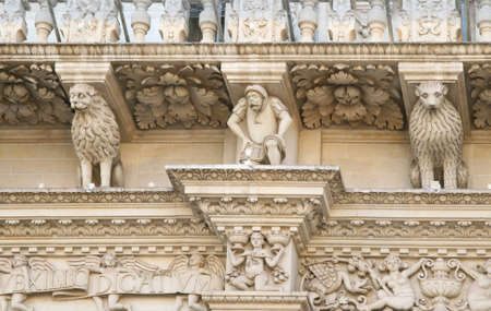 Baroque detail from the facade of the Holy Cross (Santa Croce) basilica - Lecce, Apulia, Italyの写真素材