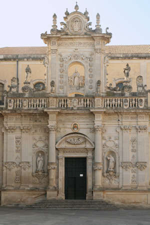 Baroque facade of the cathedral (Duomo) of Lecce, Apulia - Italyの写真素材