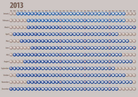 2013 Calendar with grey and blue spheresの写真素材