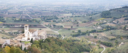 Basilica of Saint Francis in Assisi in Italyの写真素材