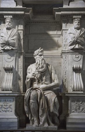 Rome, Italy, Michelangelo's Moses on the tomb of Pope Julius II in Saint Peter in chains (San Pietro in Vincoli)の写真素材