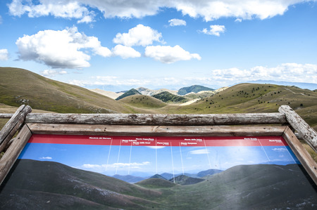mountain range with tourist informationのeditorial素材