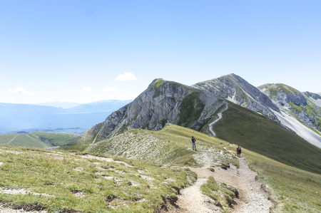 mountain trail with walkers.のeditorial素材